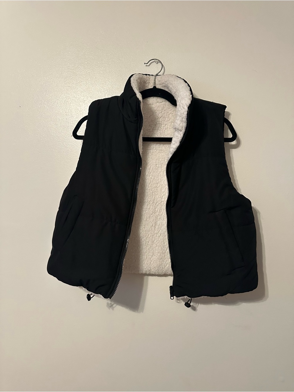Black Puffer Vest - reversible